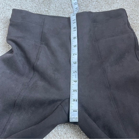 Spanx Faux Leather Leggings Chocolate Brown Stretch Seamed Women’s Medium M - Picture 8 of 10